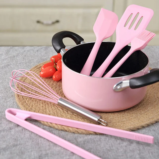 Buy 5Pc Pink Silicone Cooking Spatula Set Kitchen