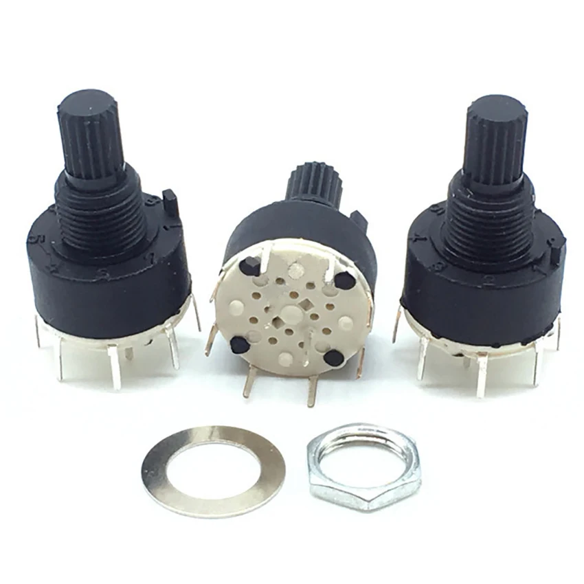 

2 Pole 3/4 Position SR16 16mm Plastic Rotary Band Switch DC60V 0.3A 15MM Flower Axis Round Switch(each position:45°)