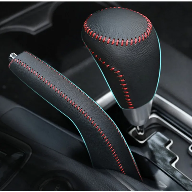 

Genuine Leather Gear Shift Cover EN Gear Head Cover Shift Knob FOR MITSUBISHI outlander 2013-2018 Car styling