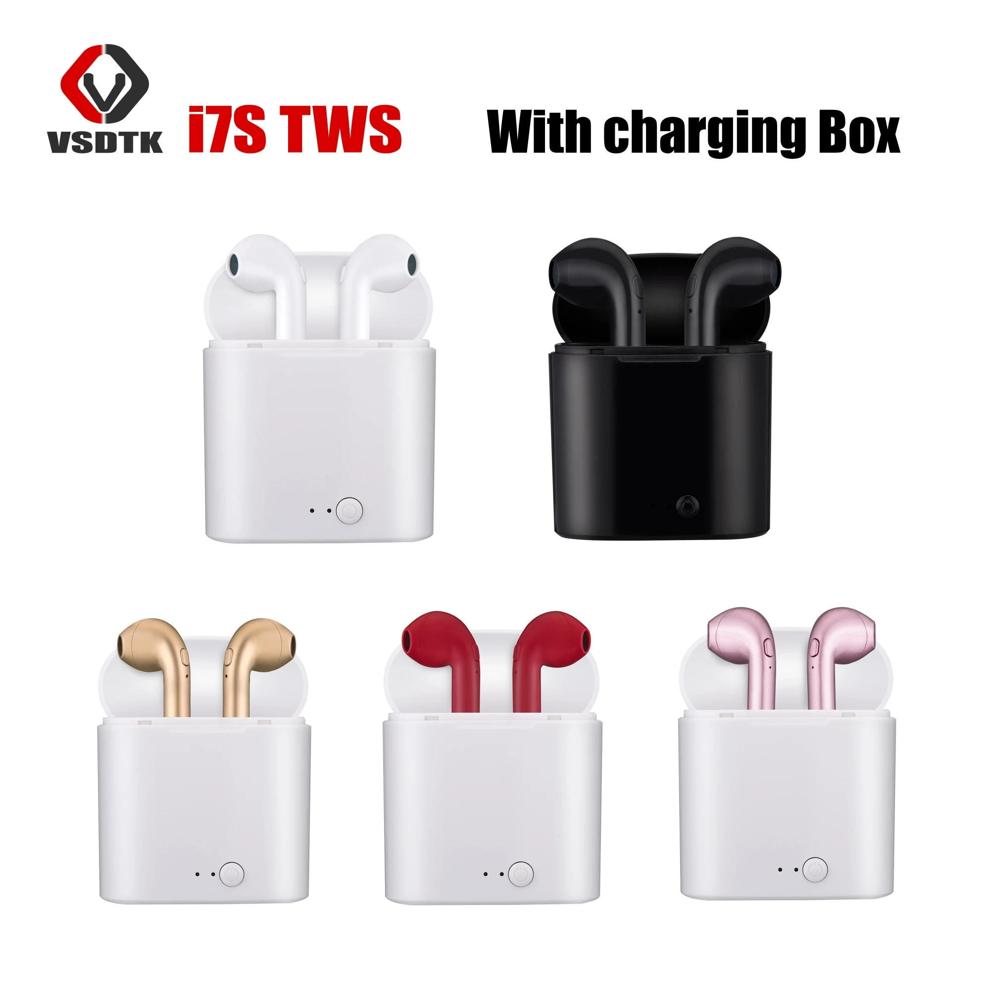 I7 tws i7s Bluetooth наушники вкладыши для ios Android Беспроводные стереонаушники с зарядным