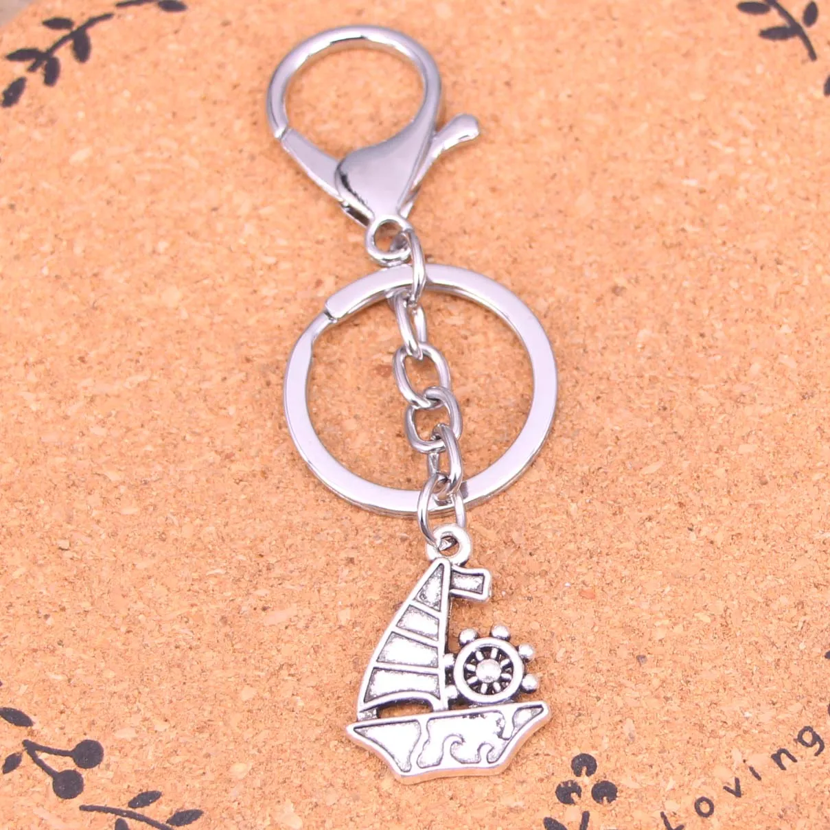 New Fashion Silver Color Alloy Metal Pendant ship boat Key Chain Key