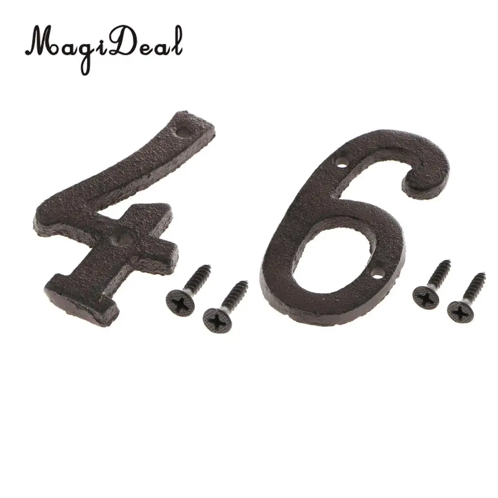 2pcs Rustic House Office Door Plaque Address Arabic Number Digit Plate Sign Plaque 4 6