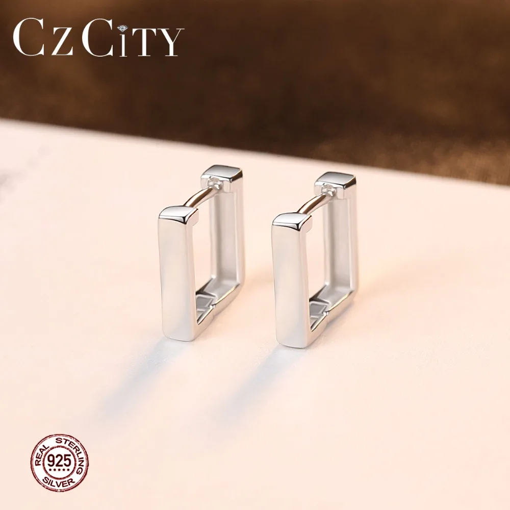 CZCITY Brand Classic Real 925 Sterling Silver on Earrings Square Shape Hoop Fine Women Earrings Factory Wholesale Gift CZCITY Brand Classic Real 925 Sterling Silver on Earrings Square Shape Hoop Fine Women Earrings Factory Wholesale Gift