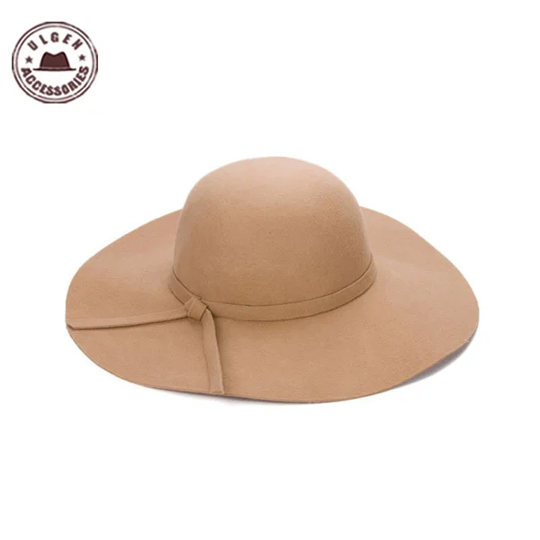 Chapeau Hot Sale Casual Fedora Cap Wide Brimmed Dome Hats High Quality Wool Floppy Womens Black Cloche Hat 3