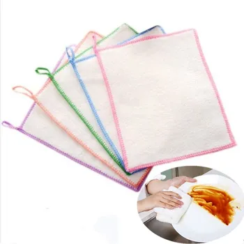 

10Pcs Bamboo Dish Cloths Anti-Grease Kitchen Cleaning Cloth Washing Towels Magic Micro Fiber Cleaning Wiping Rags Dishcloth