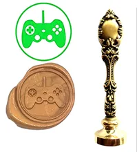 Video Game Console Button Vintage Custom Picture Logo Luxury Wax Seal Sealing Stamp Brass Peacock Metal Handle Gift Set