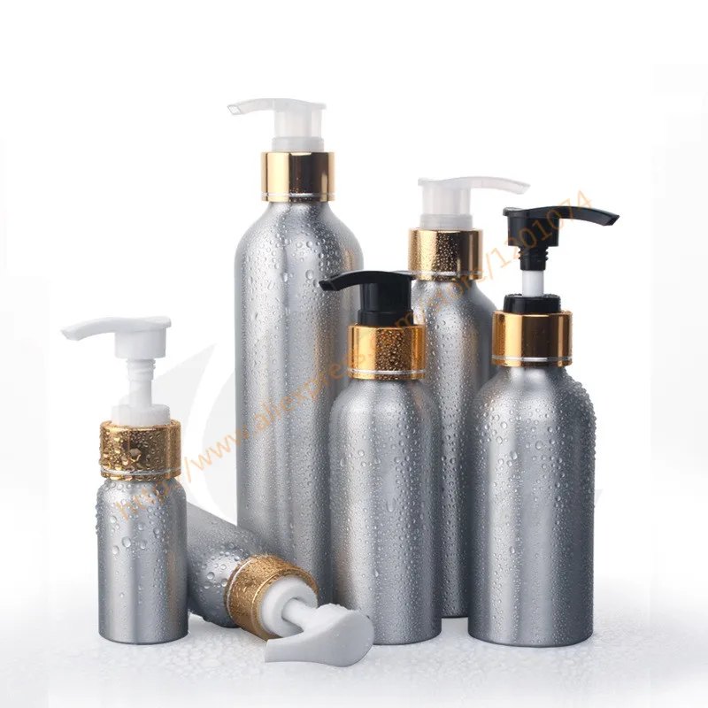 250ml aluminum bottle with gold aluminum pump.lotion/hand wash/Shampoo