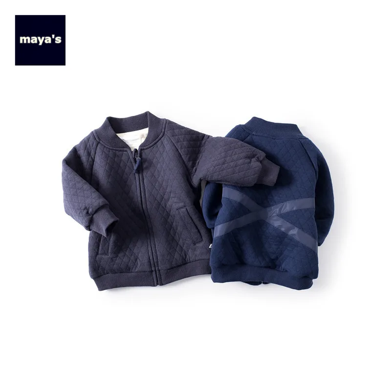 

Mayas Winter Thickening Fashion Cotton Boys Coat Warm Sports Hooded Zipper Autumn Kids Jacket Causal Sweet Basic Outwear 81244