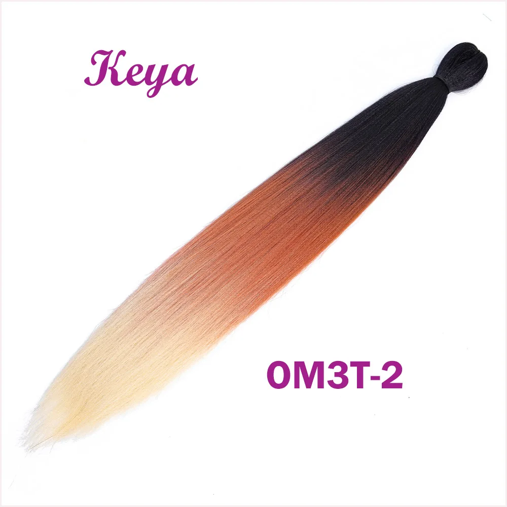 Keya Easy Jumbo косы Омбре плетение волос предварительно растягивается EZ оплетка 24 дюйма крючком косы синтетические волосы для наращивания для женщин - Цвет: T1B/613