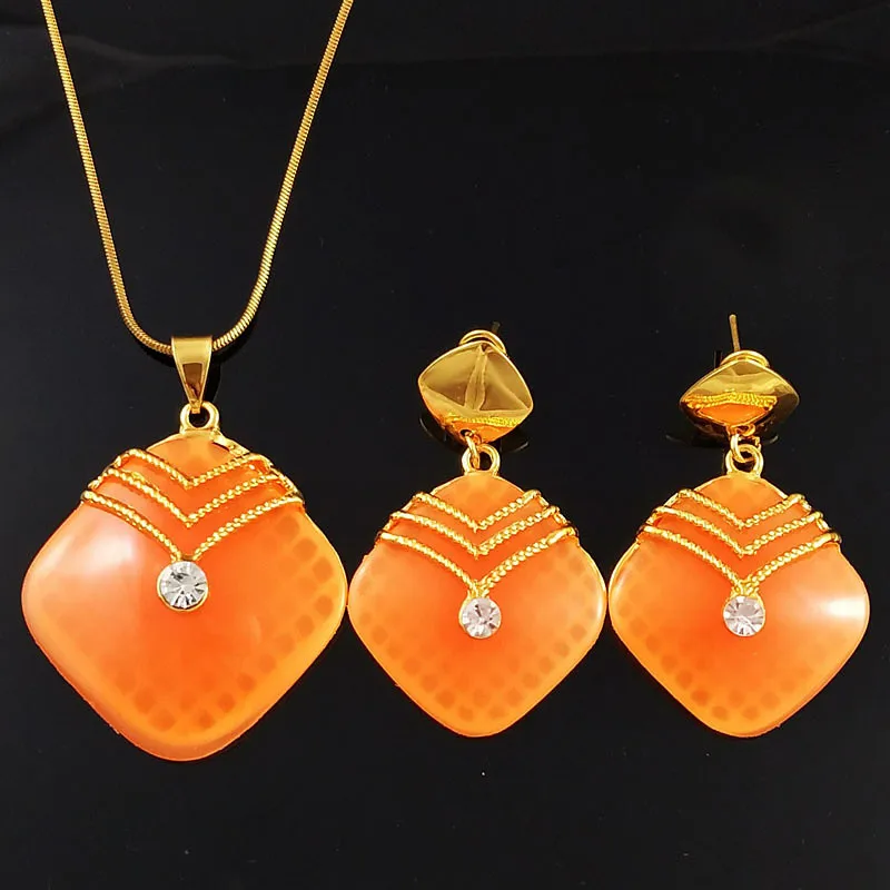 

new design long chain jewelry sets red blue colour rhinestone women wedding necklace earring pendant gift