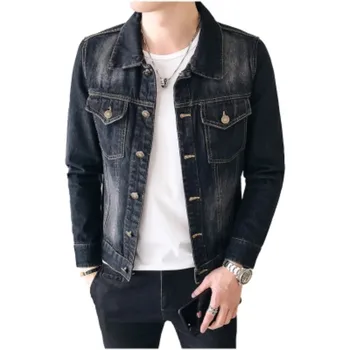 

2018 Autumn New Style Men's Casual Cowboy Jacket Solid High Quality Male Jeans Coat Plus Size S-4XL Bomber Jacket for Man