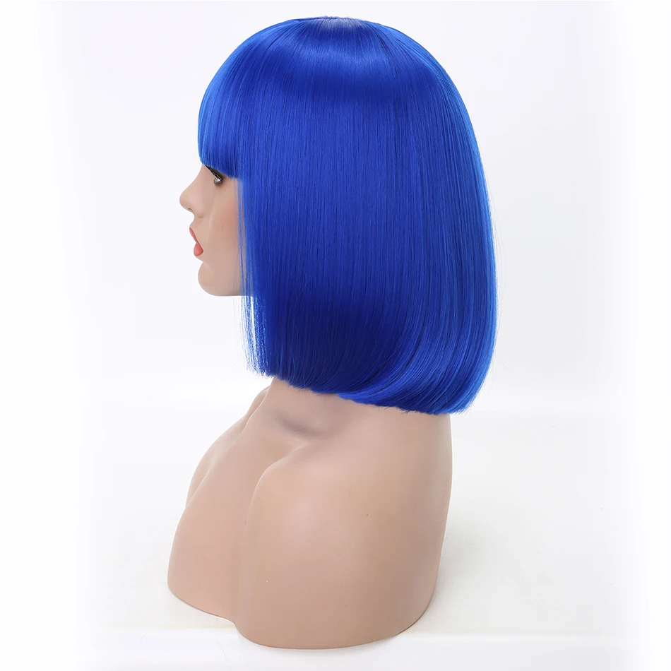 Rosa Star Short Straight Bob Wigs With Bangs For Women Synthetic Heat Resistant Cosplay Costume Wig 15 Color