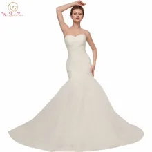 Walk Beside You Свадебные платья русалки vestidos de novia фатиновое годе Плиссированное винтажное богемное свадебное платье со шлейфом