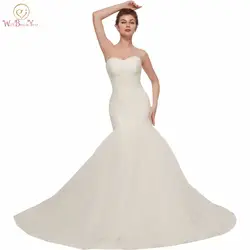 Ходить рядом с вами Свадебные платья Русалочки vestidos de novia 2019 фатиновое годе шлейф со складками Винтаж богемное свадебное платье