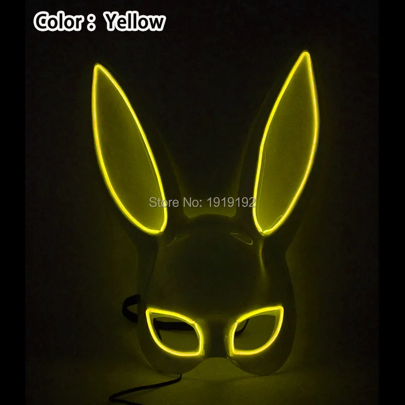 Women Sexy Cosplay Half Eyes Mask Bunny Fox Animal Mask Masquerade LED Glasses Carnival Fancy Glow Party Supplies - Color: Type 02-Yellow