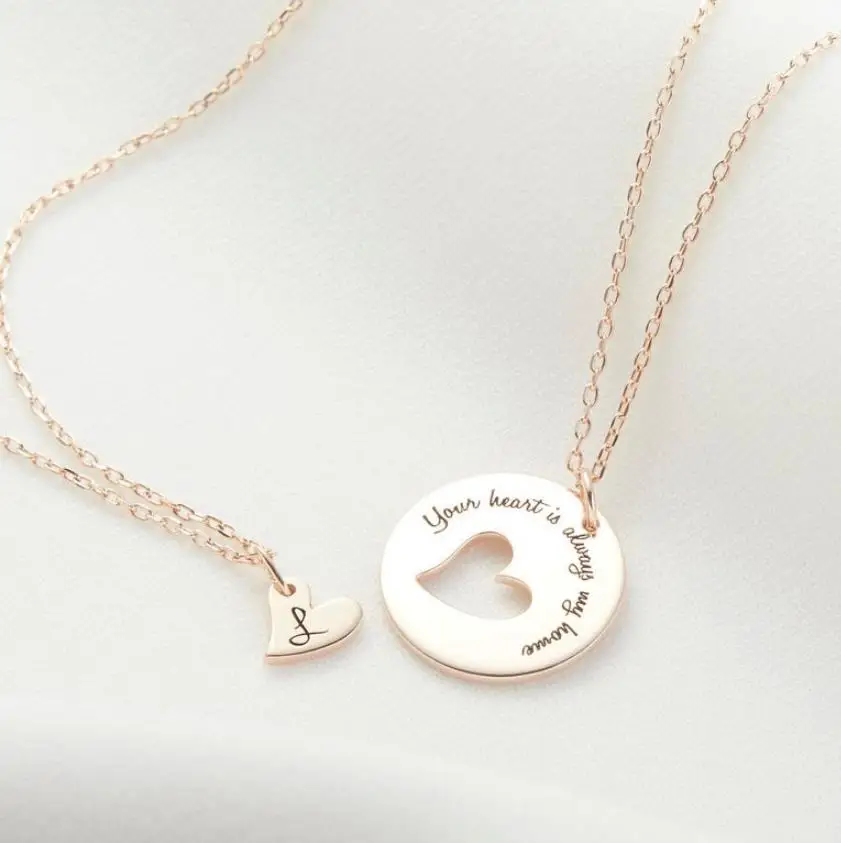 Фирменное ожерелье в форме сердца, ожерелье с почерком, ожерелье для матери и дочери, подарок для мамы, сестры, ожерелье, подарок на день матери