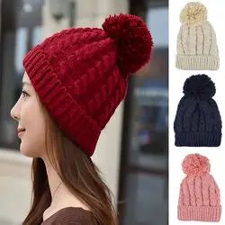 Зимняя шапка женщин gorros Hombre feminino сплошной цвет вязаная теплая шапочка шерсть Шапки шляпы для мужчин в стиле хип-хоп Трикотажные шапки для