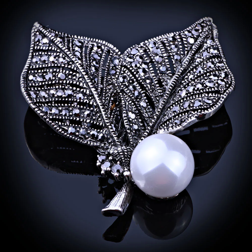 Ретро стиль черный пистолет покрытый полностью кристаллами стразы броши для