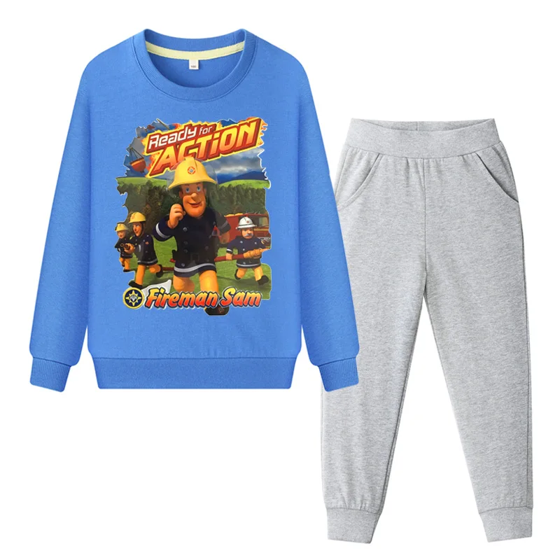 Kids Fireman Sam Tracksuits Children Outdoor Casual Clothing Sets For Boys Girls Pullover Coat+Pant Suit Baby Hoodies Set WL090 (3)