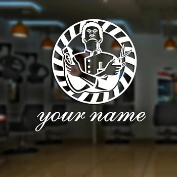 

Man Barber Shop Sticker Your Text Chop Bread Decal Haircut Shavers Posters Vinyl Wall Art Decals Decor Windows Decoration Mural