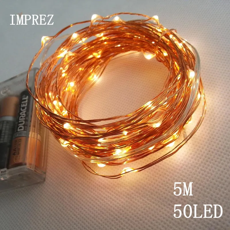 100x5 м 50 LED AA Питание от батареи Рождество праздник свадьба украшение Festi медная