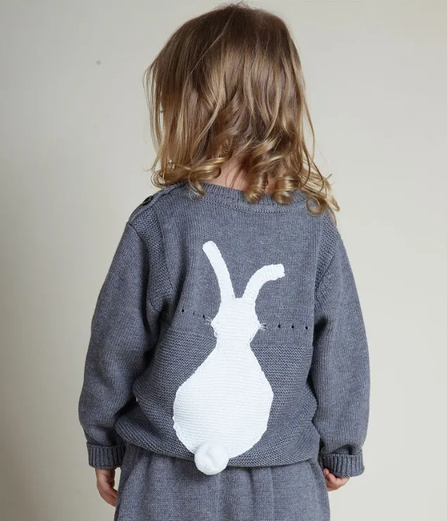 Новинка года, весенне-осенний брендовый свитер для мальчиков и девочек свитер для маленьких девочек и мальчиков Детский бутик, вязаный шерстяной свитер с рисунком кролика