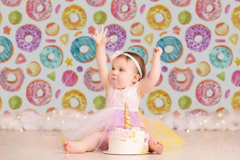 Donut Theme Newborn Backdrop for Photography Baby Shower Birthday Party Photo Background for Children Backdrops Studio