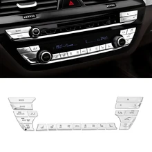 Para BMW Série 528 530 G30 5 540li 2018 ABS Cromado Guarnição da Tampa do Console Central Do Carro Ar Condicionado Interruptor Botões