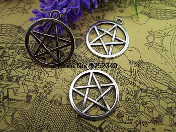

20pcs Pentagram Charms Antique Tibetan Silver Tone ,Pentagram pendants 20x25mm