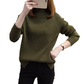 

Loose Turtleneck Women Sweater 2017 Winter New Fashion Warm Pullovers Candy Colors Pull Femme Comfort Soft Knitted Pullover