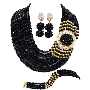 

Black African Necklace Jewelry Set for Women Nigerian Beads Party Jewelry Sets 10DBPH02