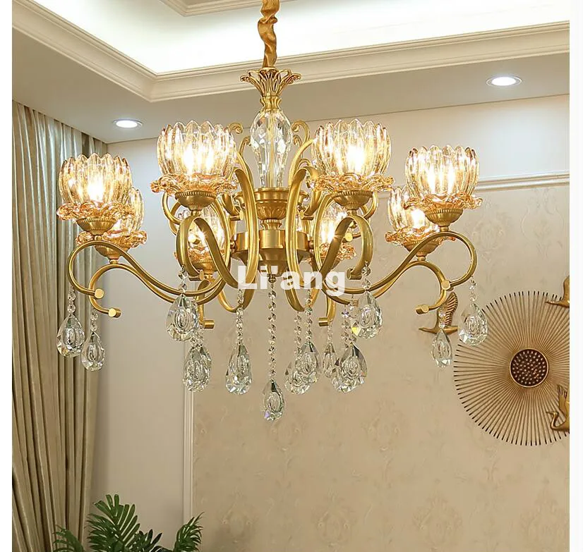 Free Gold Bronze Candle Chandelier K9 Crystal Led Ac