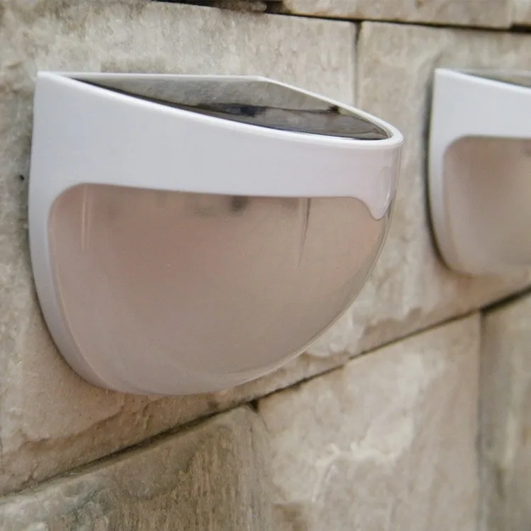 Wholesale Solar Power Panel 6 LED Fence Gutter Light for Outdoor Garden Wall Lobby Pathway Lamp Cold White Free shipping