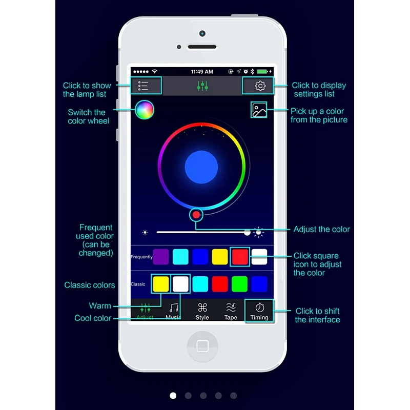 Tak Wai Lee 4X, светодиодный светильник для мобильного телефона с функцией управления, RGB полоска, Автомобильная Музыка, 16 миллионов цветов, акустический источник, интерьерная лампа