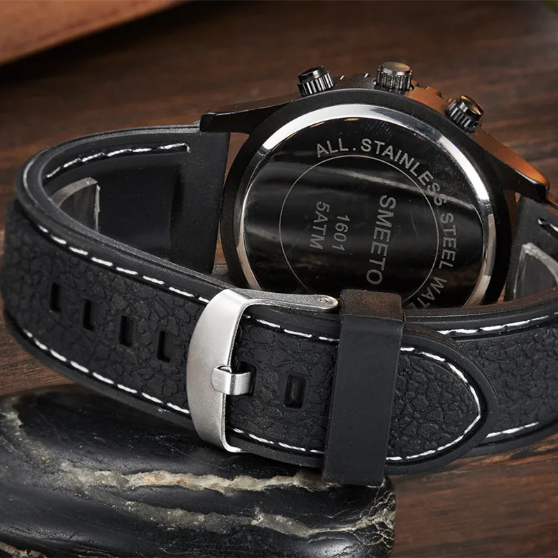 Дизайнер Бэтмен золотая эмблема часы для мужчин кожаный ремешок SMEETO спортивные военные кварцевые часы водонепроницаемые часы relogio masculino