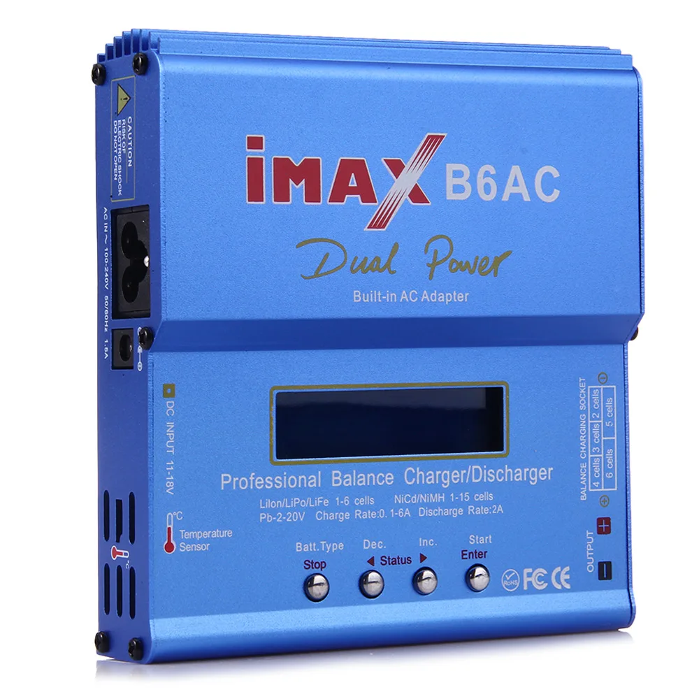 

Build-Power 80W IMAX B6AC RC Balance Battery Charger Lipo/Li-ion/LiFe/NiMh Battery Balance Charger Discharger with LCD Screen