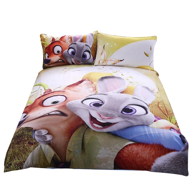 Us 37 32 33 Off Disney Zootopia Kids Bed Bedding Duvet Cover Sets Cartoon Girls Bedclothes Pillowcase Children Gift Soft Linen Set Twin In
