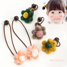 2 шт., детская веревка для волос, новинка, маленькая шерсть, цветок, кольцо для волос, милая девочка, завязанная веревка для волос, головной убор с цветами G0502