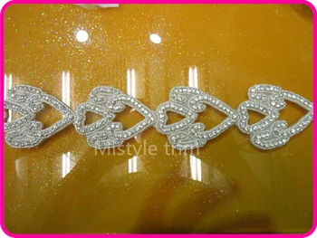 

Free shipping new wedding crystal trim handmade iron rhinestone applique for decoration