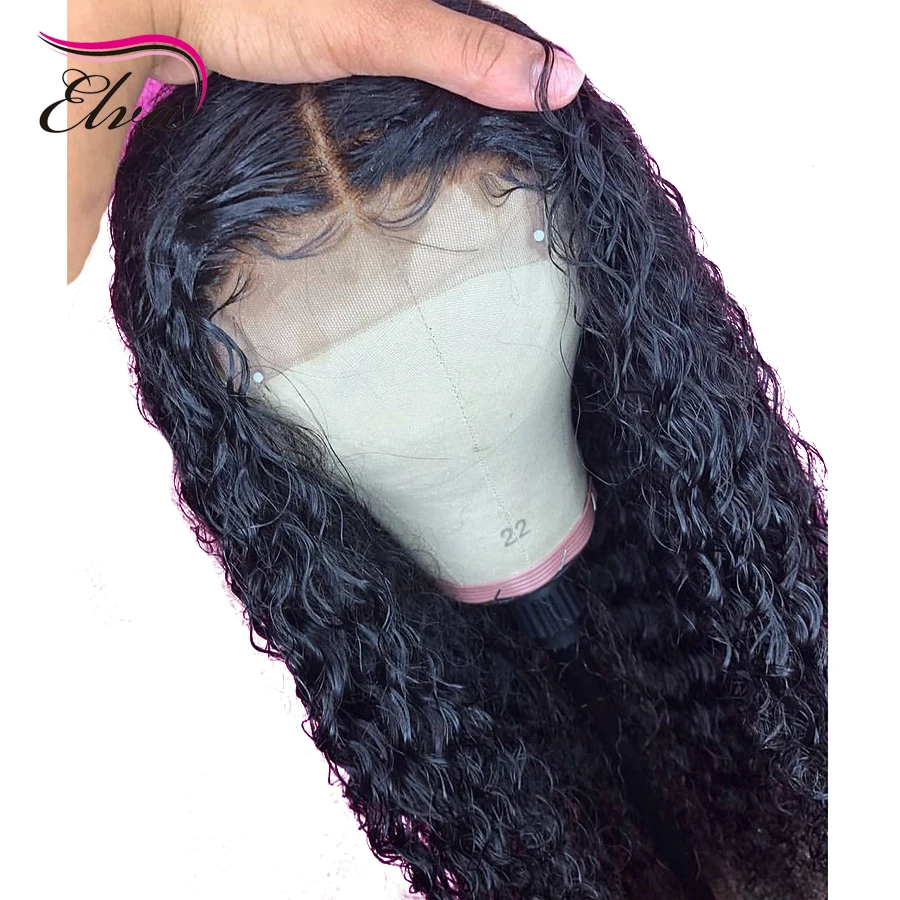 Elva 13x4 человеческие волосы на кружеве парики с детскими волосами предварительно выщипанные волосы отбеленные узлы для черных женщин бразильские волосы remy