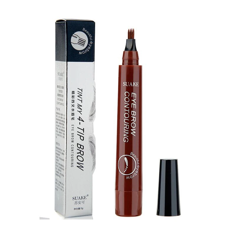 

4 Color Patented Microblading Eyebrow Tattoo Pen 4 Head Fine Sketch Fork Tip Eyebrow Tattoo Tint Pen Liquid Eyebrow Gel Makeup