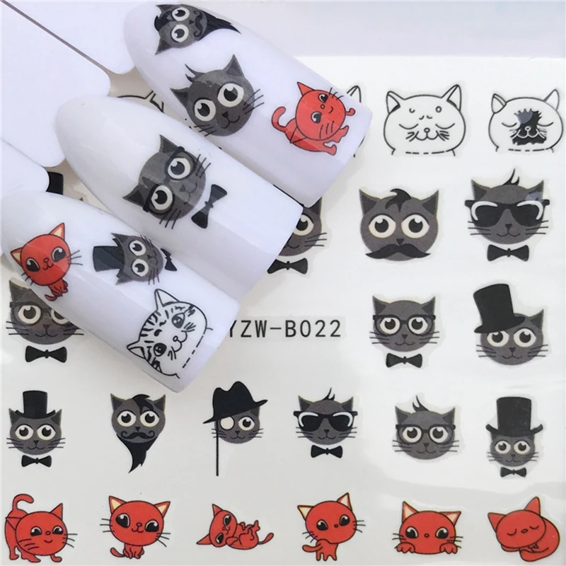 

RBAN NAIL Nail Sticker Flower Decal Animal Rabbit Cat Flamingo Butterfly Nail Art Water Transfer Slider Foils Decoration
