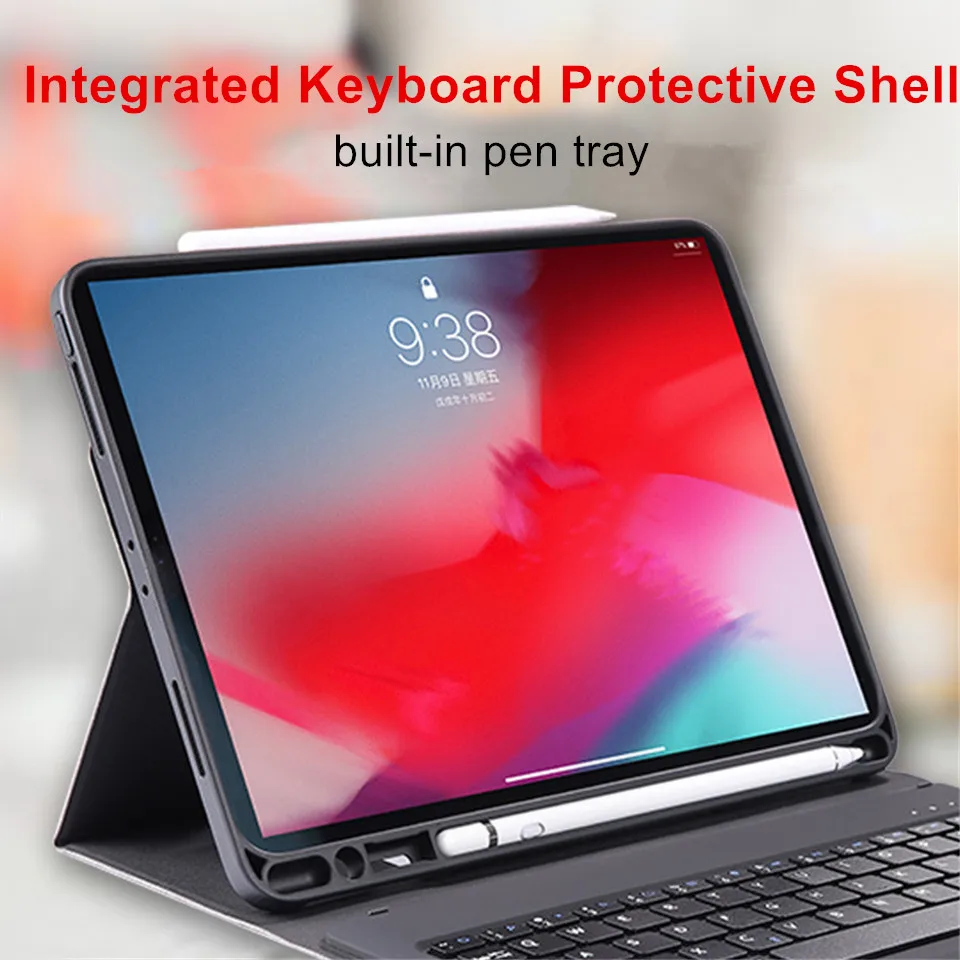 Чехол с клавиатурой Bluetooth для iPad Pro 12 9 дюйма 2018 умный чехол из искусственной кожи