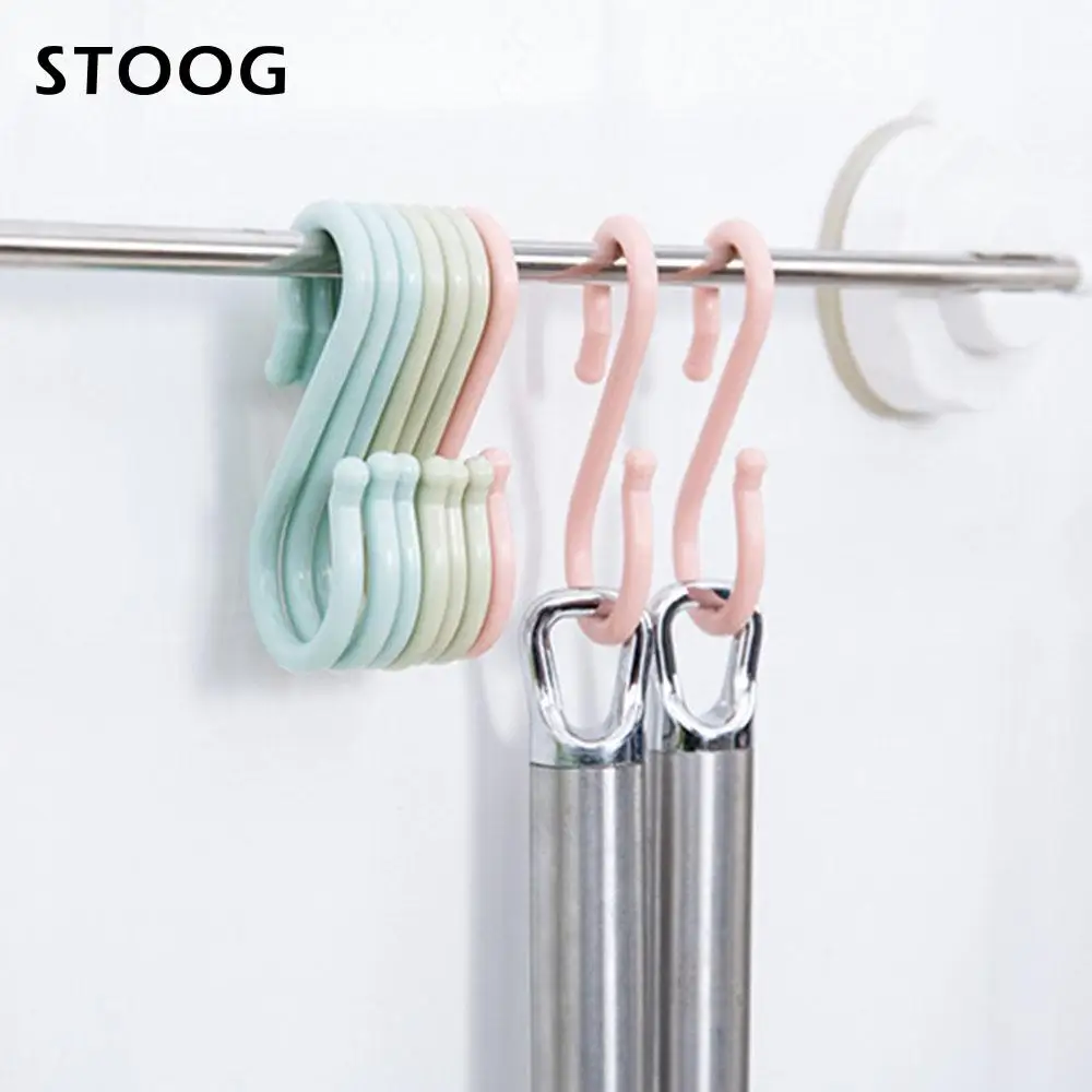 

Hanger Hooks Shoes 8pcs/Bag Multi-Function S Shaped Hooks Clothes Kitchen Durable Plastic Hanger PP Household Storage Supplies