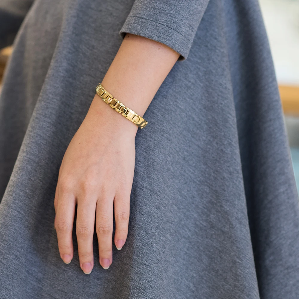 

Vinterly Gold Chain Bracelets for Women Germanium Energy Magnetic Bracelet Male Hologram Stainless Steel Magnetic Bracelet Men