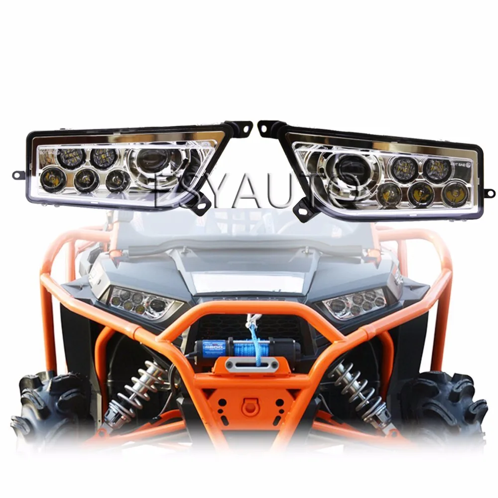 Promotion! Newest Chrome/Black Auto Accessories  ATV led light LED Headlight Kit Headlamp for Polaris Razor Push 1000