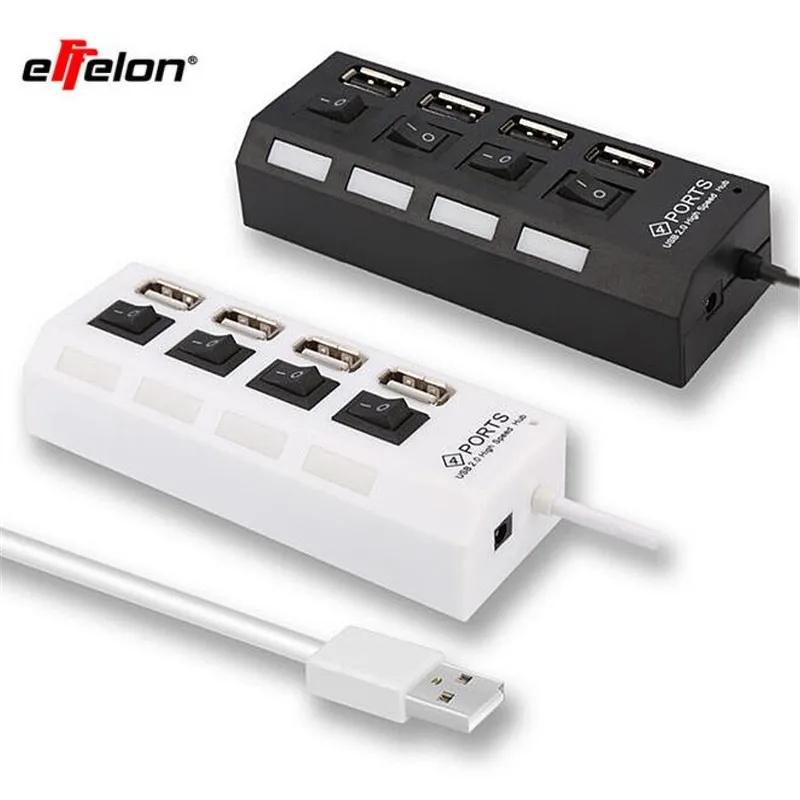 

External Multi Expansion 4 Ports USB 2.0 On/Off Switch LED Splitter USB Charger