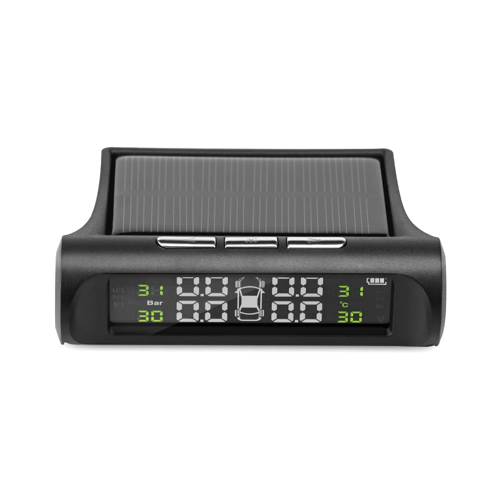 TPMS Tire Pressure Alarm Monitoring System Tyre Pressure Sensor Auto Security Alarm monitor System Solar Power charging For Car 4