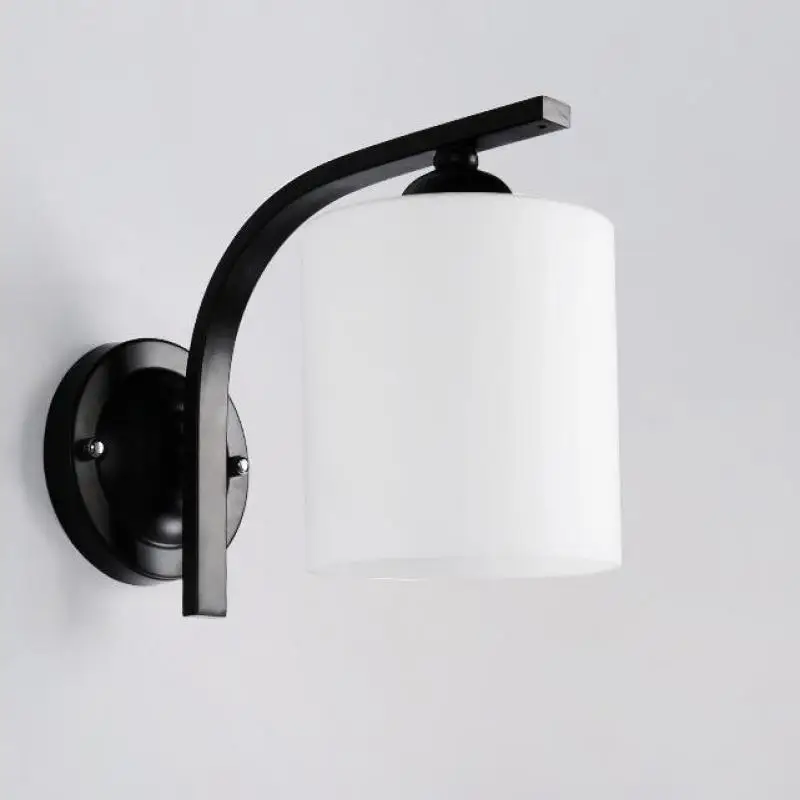 

Simple Modern Style Black Glass Wall Lamps Indoor Bedroom Bedside Lamp Corridor Balcony Lighting Fixtures Wall Light Up Down