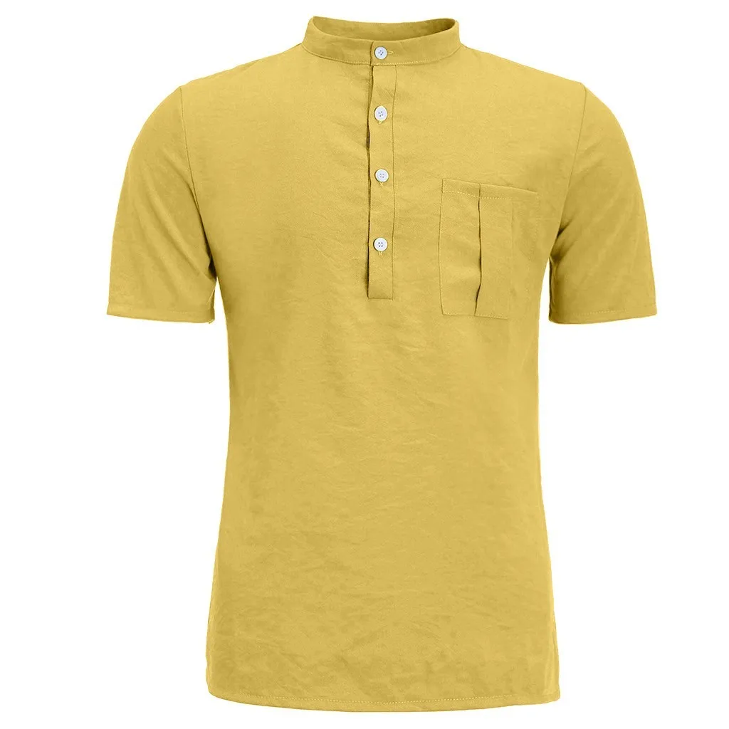Повседневная мужская рубашка Camisa, летняя рубашка с коротким рукавом, мужская мода, чистый хлопок, пеньковая пуговица, большая блузка, Топ Camisa masculina